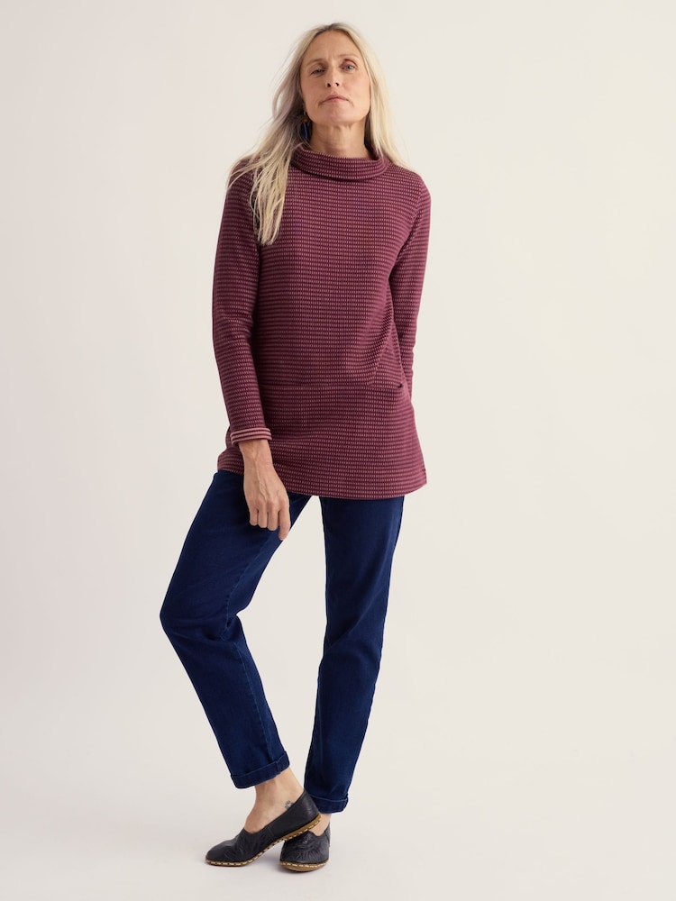 Seasalt Cornwall Purple Mawgan Porth Jacquard Jersey Tunic - Image 2 of 5 Seasalt Cornwall Purple Mawgan Porth Jacquard Jersey Tunic - Image 2 of 5