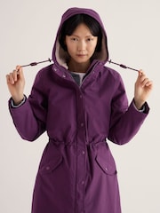 Seasalt Cornwall Purple Plant Hunter Waterproof Parka Coat - Image 2 of 5