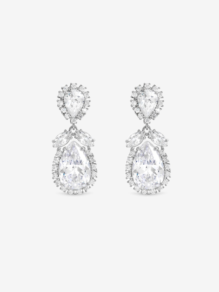 Jon Richard Silver Rhodium Plated Vintage Pear Drop Earrings - Image 3 of 3 Jon Richard Silver Rhodium Plated Vintage Pear Drop Earrings - Image 3 of 3
