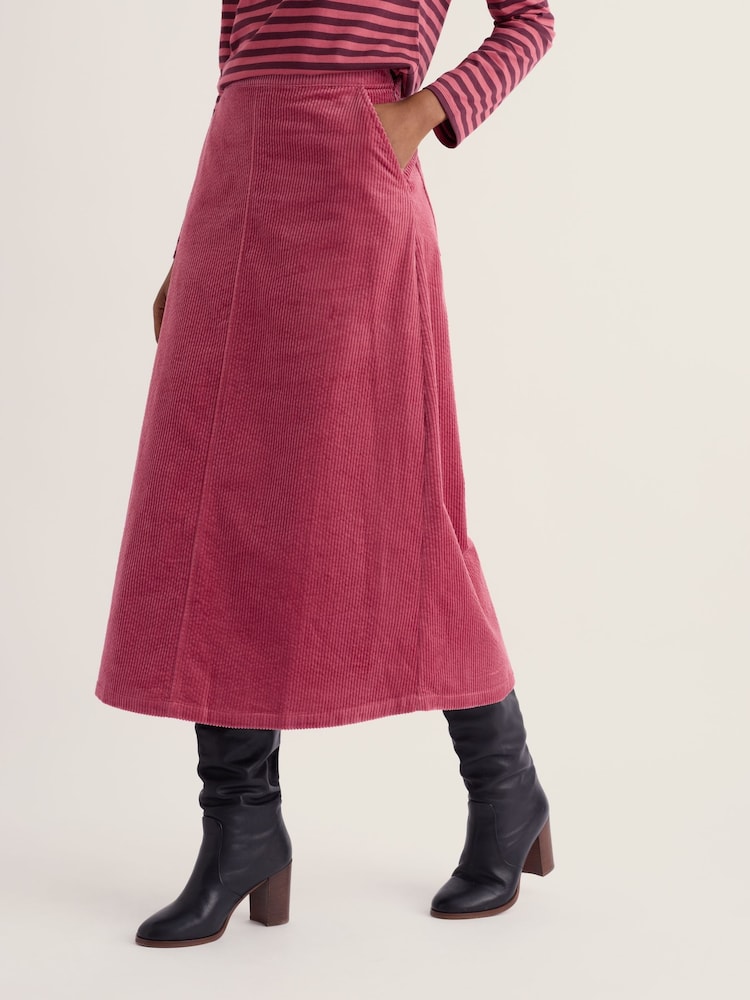 Seasalt Cornwall Pink Window Wren Cord Midi Skirt - Image 2 of 5
