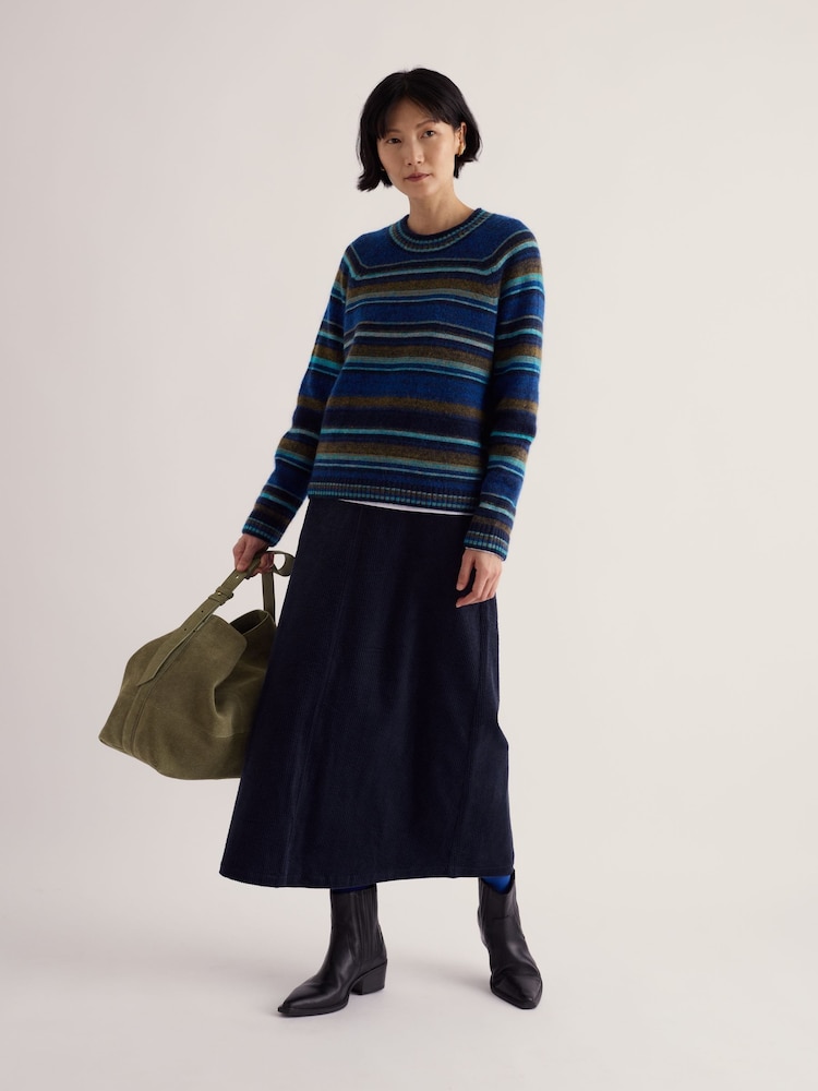 Seasalt Cornwall Blue Window Wren Cord Midi Skirt - Image 1 of 5