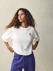 adidas White Graphic Oversized T-Shirt - Image 1 of 5