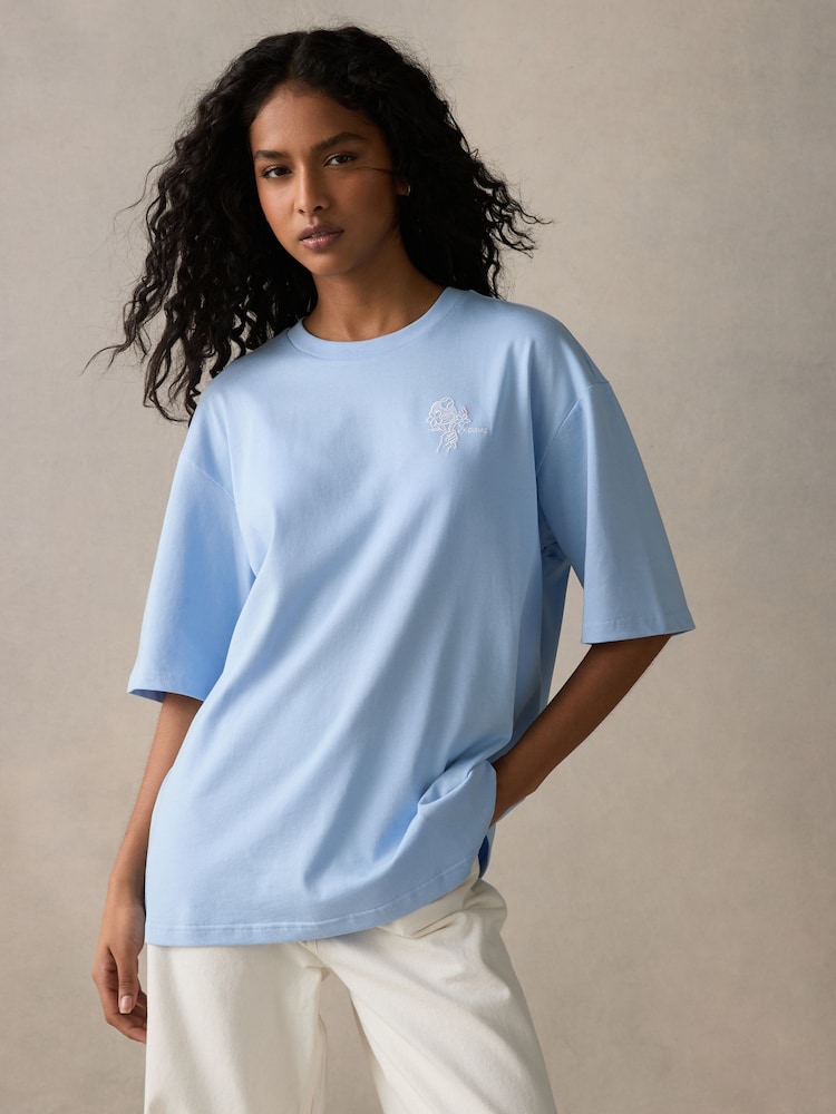 adidas Blue Graphic Oversized T-Shirt - Image 1 of 5 adidas Blue Graphic Oversized T-Shirt - Image 1 of 5