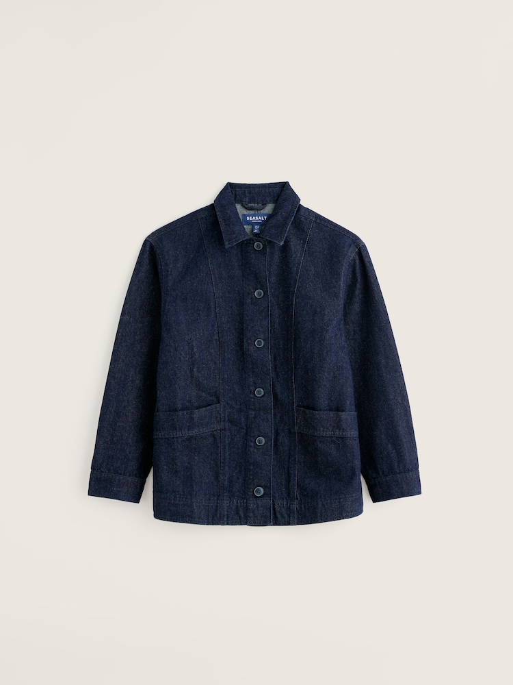 Seasalt Cornwall Blue Petite Croplands Denim Jacket - Image 1 of 2 Seasalt Cornwall Blue Petite Croplands Denim Jacket - Image 1 of 2