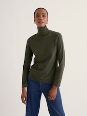 Seasalt Cornwall Dark Green Landing Roll Neck Top - Image 1 of 5