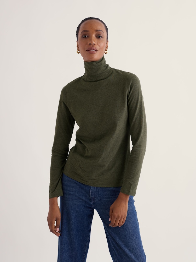 Seasalt Cornwall Dark Green Landing Roll Neck Top - Image 1 of 5
