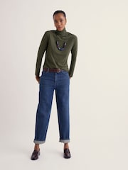 Seasalt Cornwall Dark Green Landing Roll Neck Top - Image 2 of 5