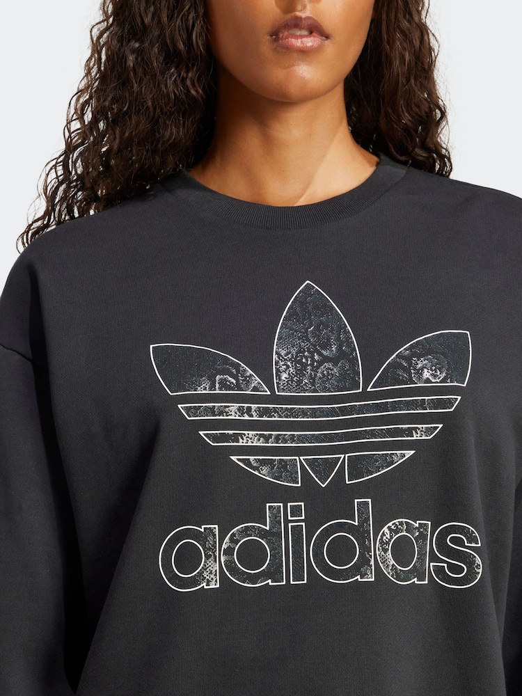 adidas originals Black Snake Print 100% Cotton Sweatshirt - Image 4 of 6