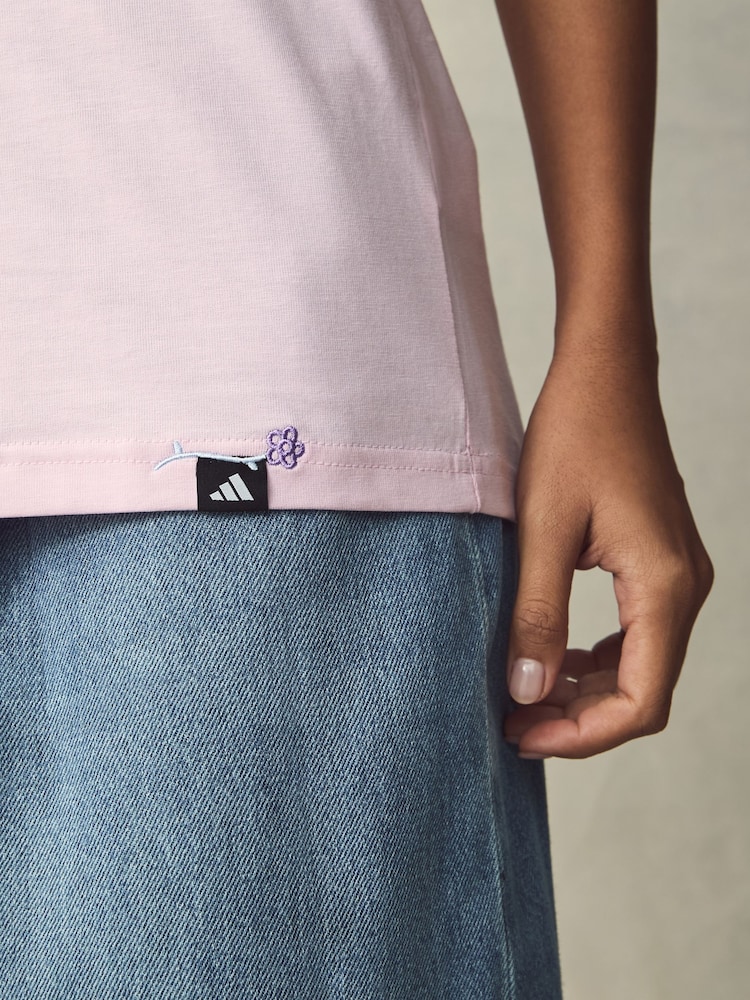 adidas Pink Lougne Mini Graphic T-Shirt - Image 4 of 5