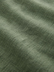 Vert kaki - Pantalons Blend de lin texturé à taille élastiquée - Image 10 de 10