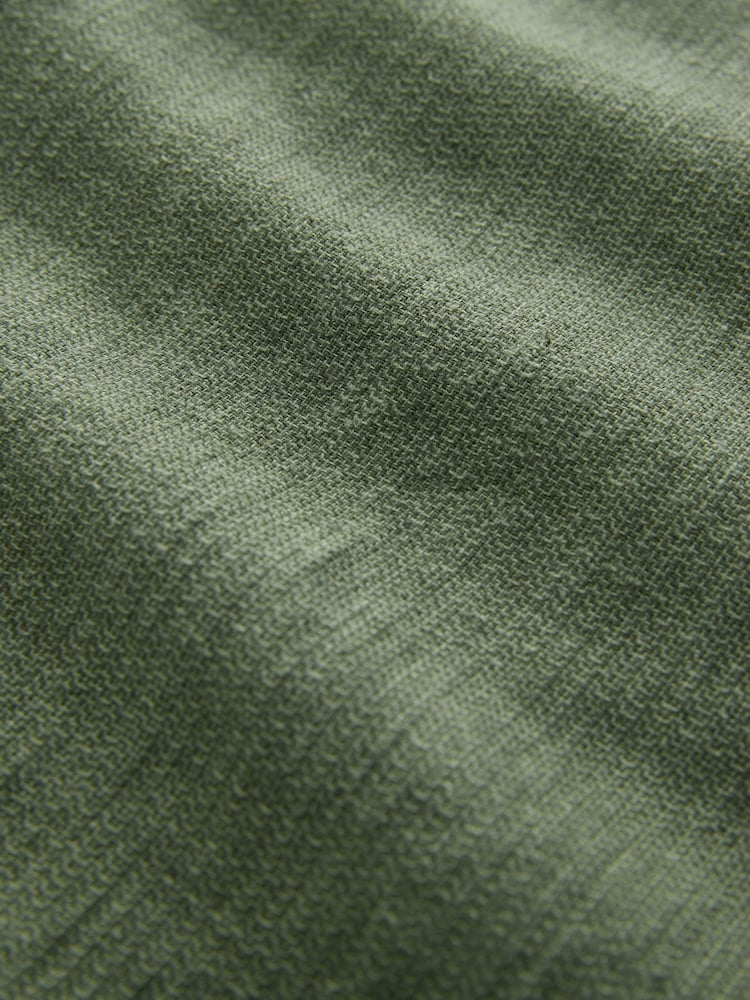 Vert kaki - Pantalons Blend de lin texturé à taille élastiquée - Image 10 of 10