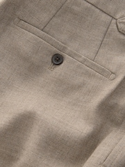 Neutral Regular Fit Smart Wool Blend Trousers With Linen and Functional Side Adjusters - Image 10 of 10