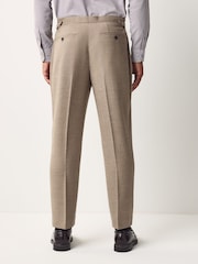 Neutral Regular Fit Smart Wool Blend Trousers With Linen and Functional Side Adjusters - Image 2 of 10