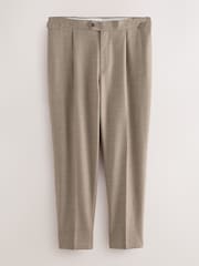 Neutral Regular Fit Smart Wool Blend Trousers With Linen and Functional Side Adjusters - Image 6 of 10