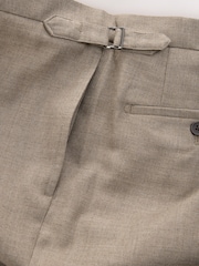 Neutral Regular Fit Smart Wool Blend Trousers With Linen and Functional Side Adjusters - Image 9 of 10