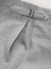 Gris - Regular Fit Smart Wool Blend Trousers With Linen and Functional Side Adjusters - Imagen 10 de 11
