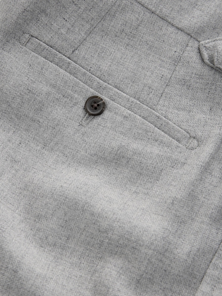 Gris - Regular Fit Smart Wool Blend Trousers With Linen and Functional Side Adjusters - Imagen 11 de 11