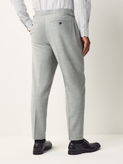 Gris - Regular Fit Smart Wool Blend Trousers With Linen and Functional Side Adjusters - Imagen 2 de 11