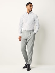 Gris - Regular Fit Smart Wool Blend Trousers With Linen and Functional Side Adjusters - Imagen 3 de 11
