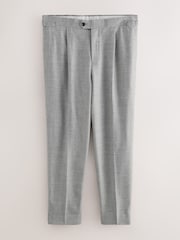 Gris - Regular Fit Smart Wool Blend Trousers With Linen and Functional Side Adjusters - Imagen 7 de 11