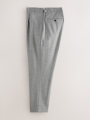 Gris - Regular Fit Smart Wool Blend Trousers With Linen and Functional Side Adjusters - Imagen 8 de 11