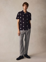 Chambray Blue Elasticated Waist Textured Linen Blend Trousers - Image 4 of 9