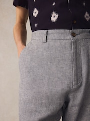 Chambray Blue Elasticated Waist Textured Linen Blend Trousers - Image 5 of 9