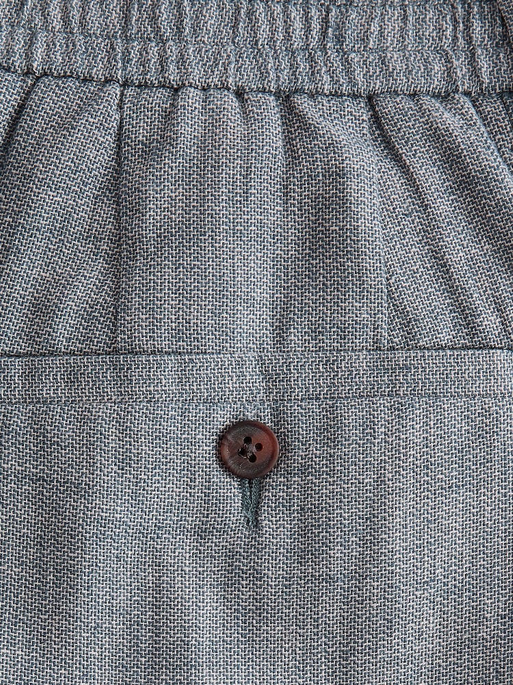 Chambray Blue Elasticated Waist Textured Linen Blend Trousers - Image 5 of 9