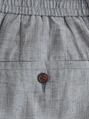 Chambray Blue Elasticated Waist Textured Linen Blend Trousers - Image 8 of 9