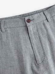 Chambray Blue Elasticated Waist Textured Linen Blend Trousers - Image 9 of 9