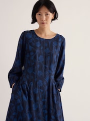 Seasalt Cornwall Blue Pier View 3/4 Sleeve Dress - Image 2 of 5