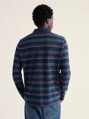 Seasalt Cornwall Blue Balefire Long Sleeve Stripe Polo Shirt - Image 2 of 2