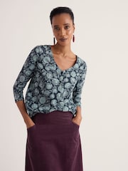 Seasalt Cornwall Blue Studio Glass 3/4 Sleeve Top - Image 1 of 5