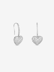 Jon Richard Silver Tone Rhodium Plated Pave Heart Drop Earrings - Image 3 of 3
