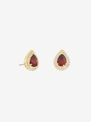 Jon Richard Plated Cubic Zirconia Garnet Pear Stud Earrings - 3суретінің 1 суреті