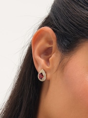 Jon Richard Plated Cubic Zirconia Garnet Pear Stud Earrings - 3суретінің 3 суреті