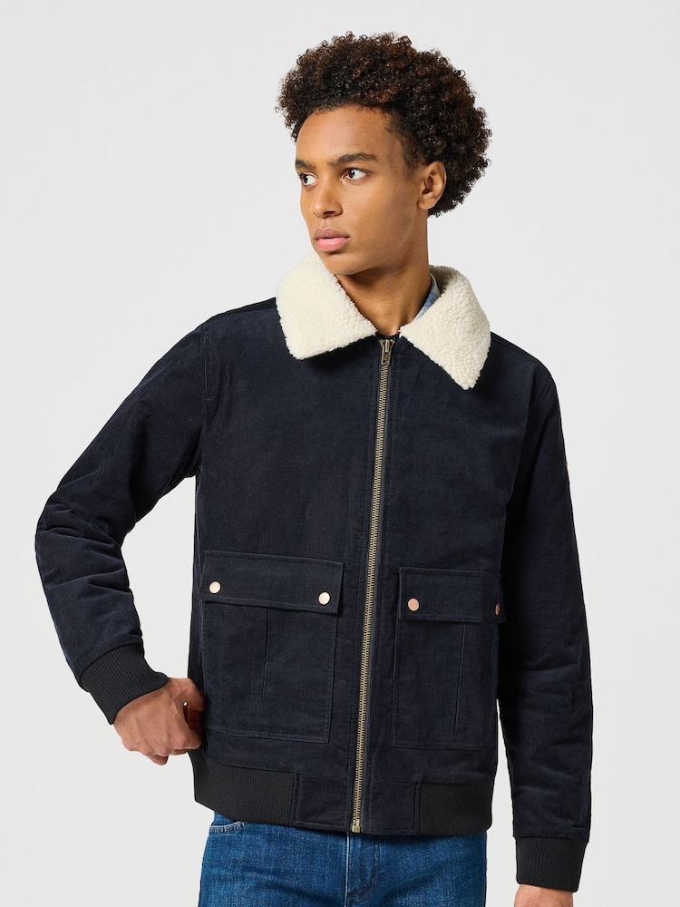Wrangler Black Corduroy Aviator 100% Cotton Jacket - Image 1 of 5