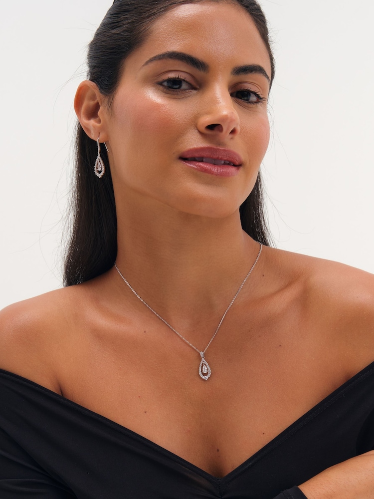 Jon Richard Rhodium Plated And Crystal Pear Drop Box Set - Bild 4 von 4