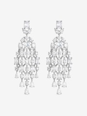 Jon Richard Silver Rhodium Plated And Crystal Statement Drop Earrings - Image 3 of 3