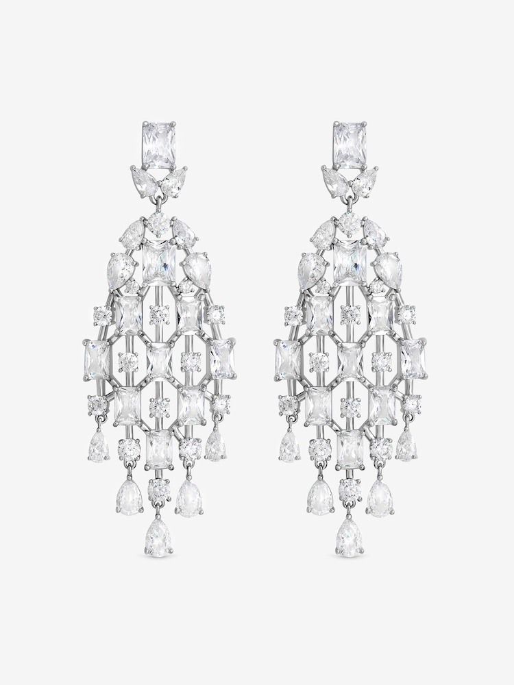 Jon Richard Silver Rhodium Plated And Crystal Statement Drop Earrings - Image 3 of 3 Jon Richard Silver Rhodium Plated And Crystal Statement Drop Earrings - Image 3 of 3