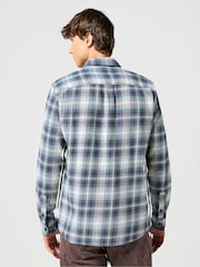 Wrangler Grey/Blue Heavyweight 100% Cotton Shirt - Image 3 of 5