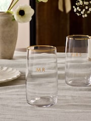 Set of 2 Clear Mr and Mrs Country Wedding Tumbler Glasses - Image 3 of 4