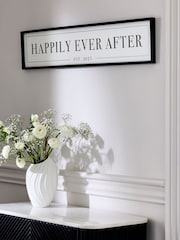 Black/White Est 2025 Happily Ever After Wedding Slogan Wall Art - Image 2 of 6