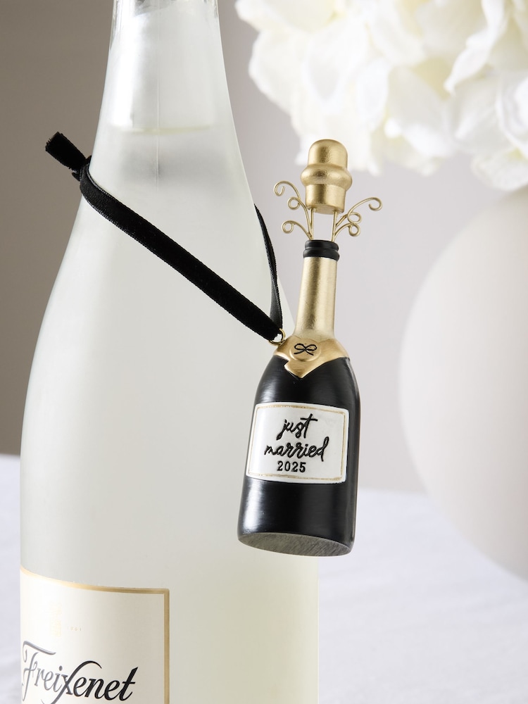 Black/White Est 2025 Wedding Champagne Hanging Decoration - Image 2 of 4