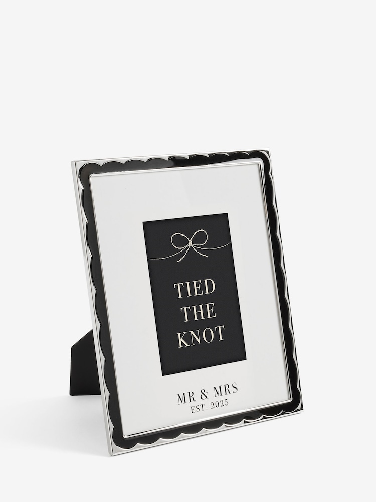 Black/White Mr and Mrs Est 2025 Wedding Photo Frame - Image 2 of 5