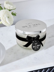Black/White Mr and Mrs Est 2025 Wedding Pure Linen 3 Wick Scented Candle - Image 2 of 4