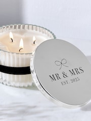 Black/White Mr and Mrs Est 2025 Wedding Pure Linen 3 Wick Scented Candle - Image 3 of 4