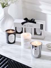Black/White Mr and Mrs Est 2025 Wedding Pure Linen Set of 3 Scented Candle - Image 1 of 4