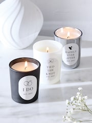 Black/White Mr and Mrs Est 2025 Wedding Pure Linen Set of 3 Scented Candle - Image 2 of 4