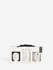 Black/White Mr and Mrs Est 2025 Wedding Pure Linen Set of 3 Scented Candle - Image 3 of 4